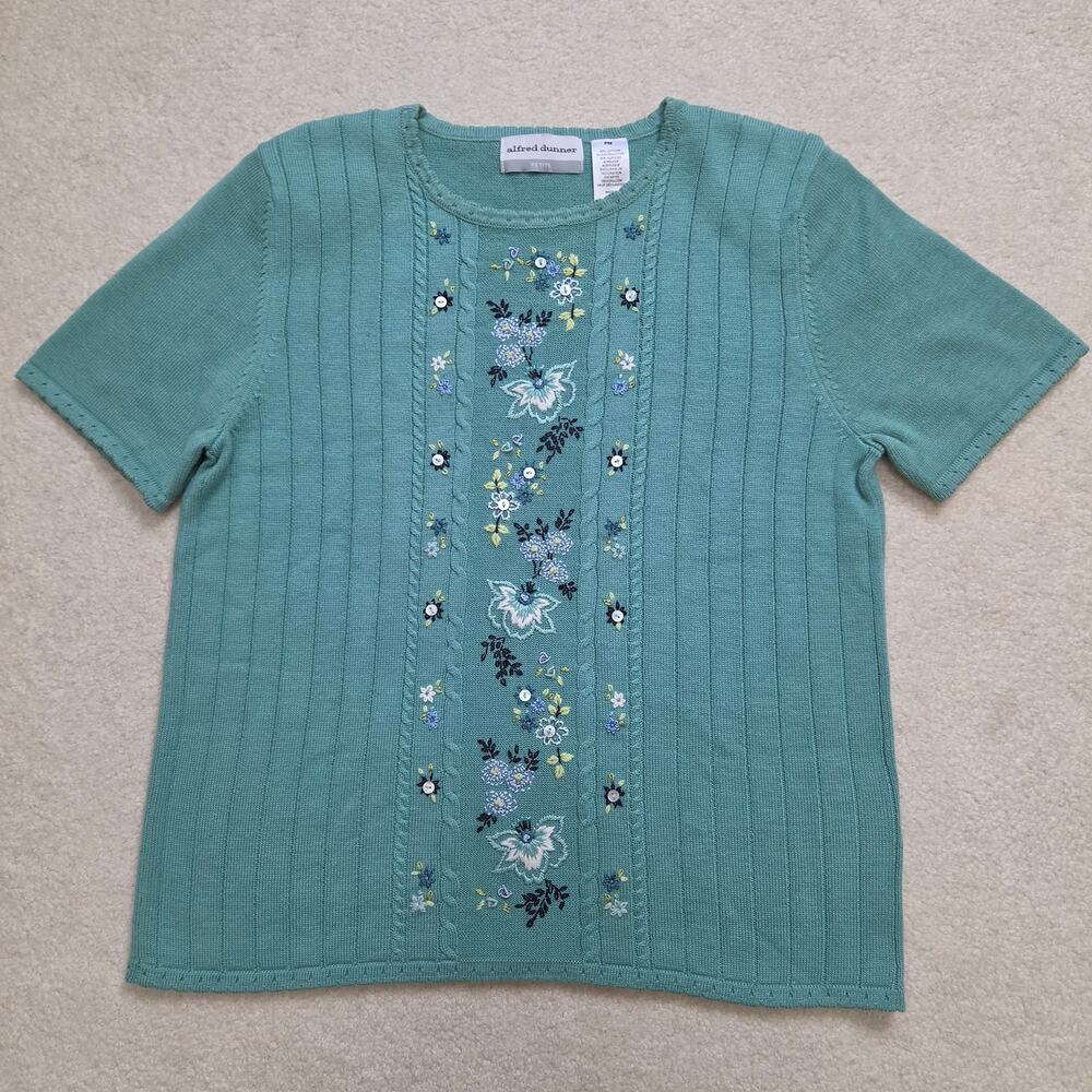 Alfred Dunner PM Embroidered Pullover Short Sleeve Sweater